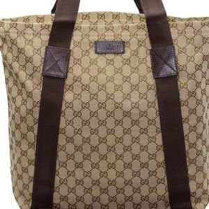 NEW - GUCCI GG Monogram Medium Web Handle Vertical Tote 16.9"L x 5.11"W x 14.1…